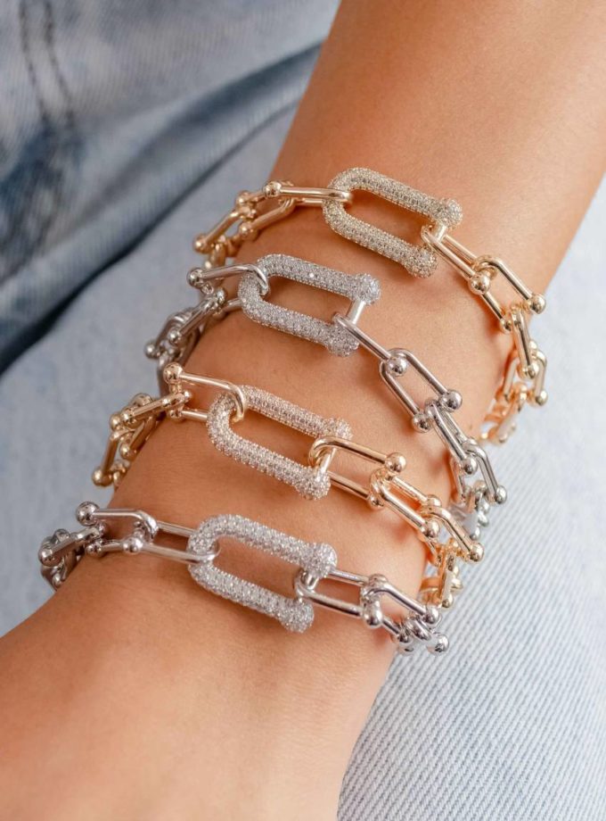 Bracelet Elos Zircon Argent